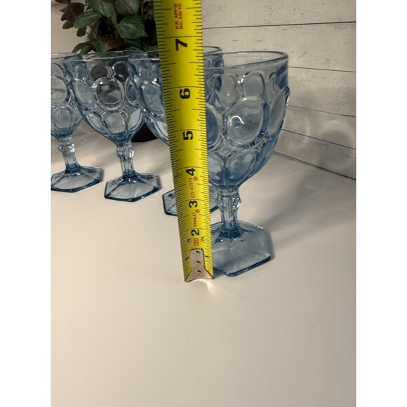 Fostoria Moonstone Light Blue 2882 Stem 6.5in.  Water Goblets Set Of 6 - Picture 7 of 8